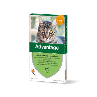 Advantage Gato Sol Uncao 0,4mlx4 Ate 4kg sol unção punctif VET