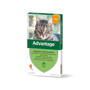 Advantage Gato Sol Uncao 0,4mlx4 Ate 4kg sol unção punctif VET